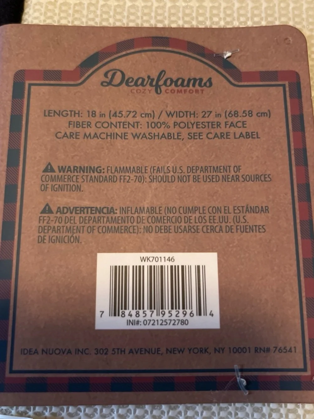 dearfoams Faux Fur Memory Foam Bath Rug - Black, Gray, Cream Buffalo Check